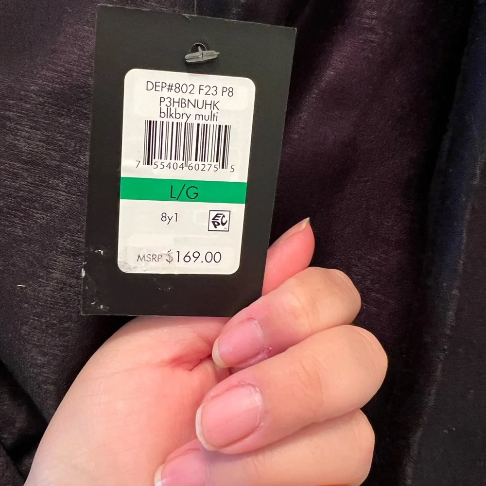 DKNY Purple Ruched Long Sleeve Cocktail Gown - Picture 5 of 6